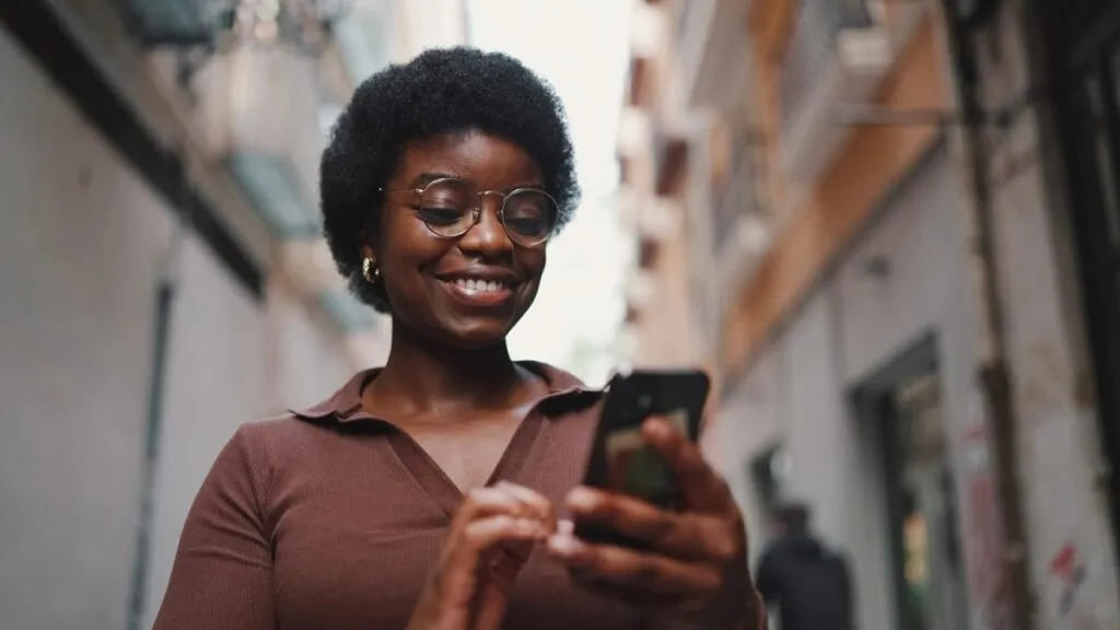 young afro girl wearing glasses